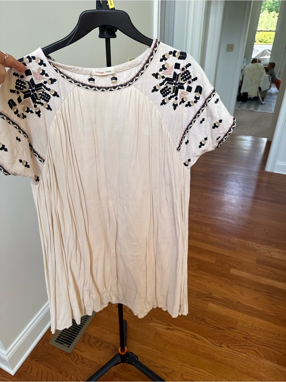 orange creek Cream Short Sleeve Embroidered Dress